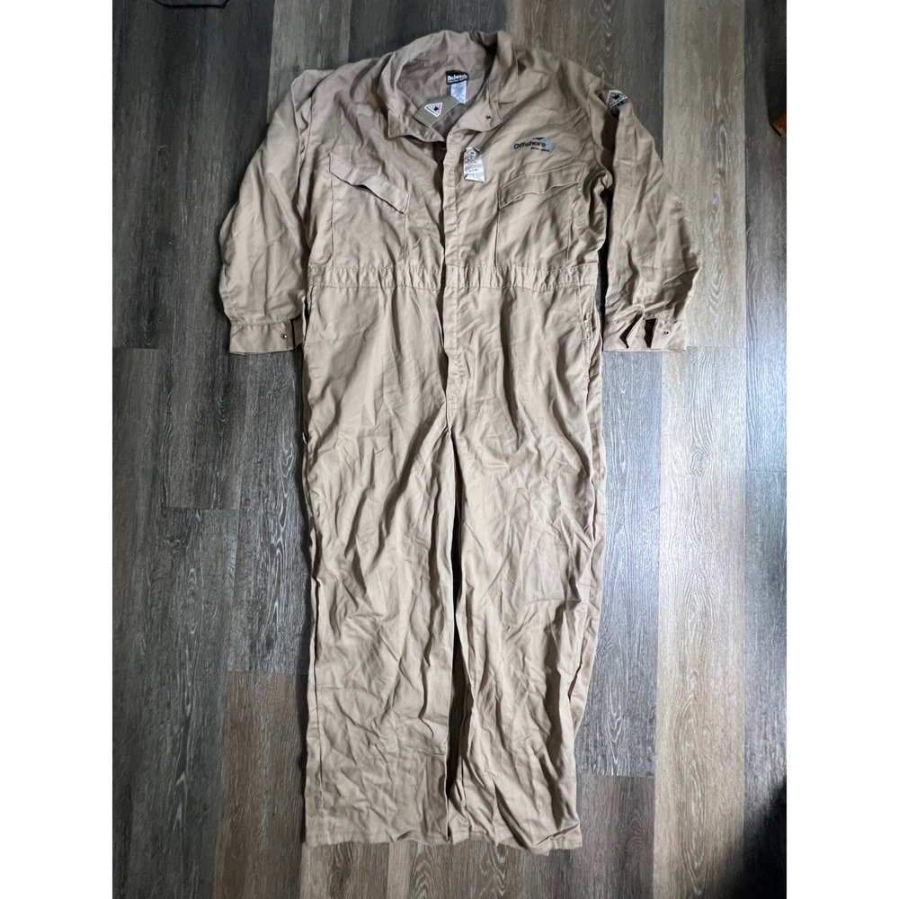 Bulwark FR Coveralls Mens 52 RG Khaki Tan Flame Resistant Offshore Inland 3006